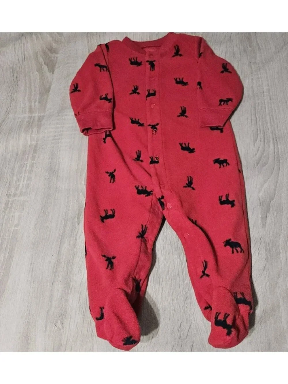 Lot Of 6 Carters Fleece Footed Pjs Pajamas Size 6 Months Boys Cozy Santa Moose